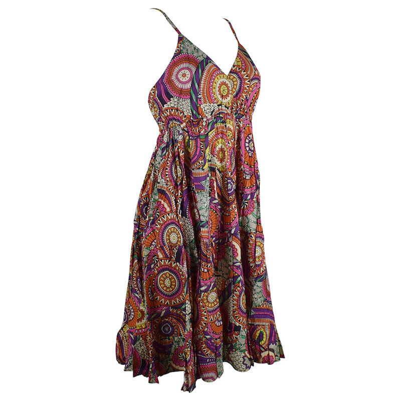 Robe Courte Akola Coton Imprimé Multicolore