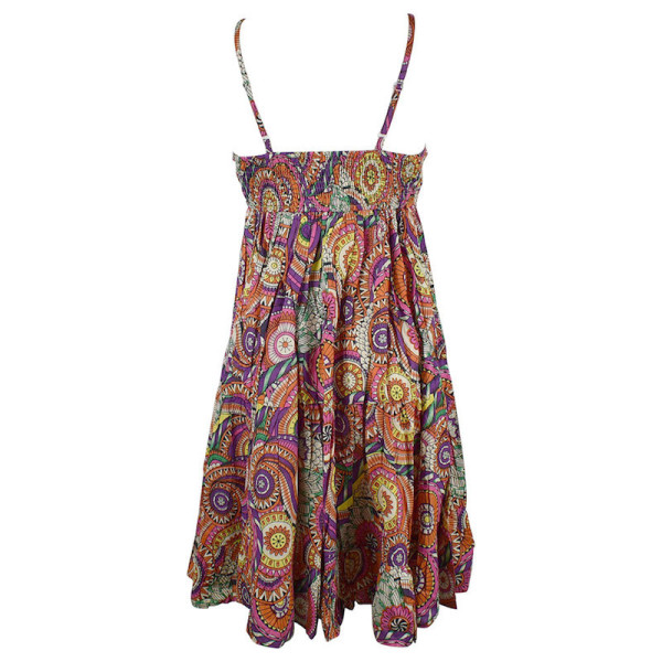 Robe Courte Akola Coton Imprimé Multicolore