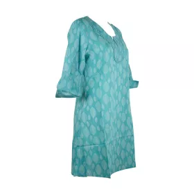 Caftan Sardha Coton Multicolore Ton Turquoise