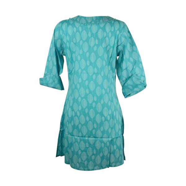 Caftan Sardha Coton Multicolore Ton Turquoise