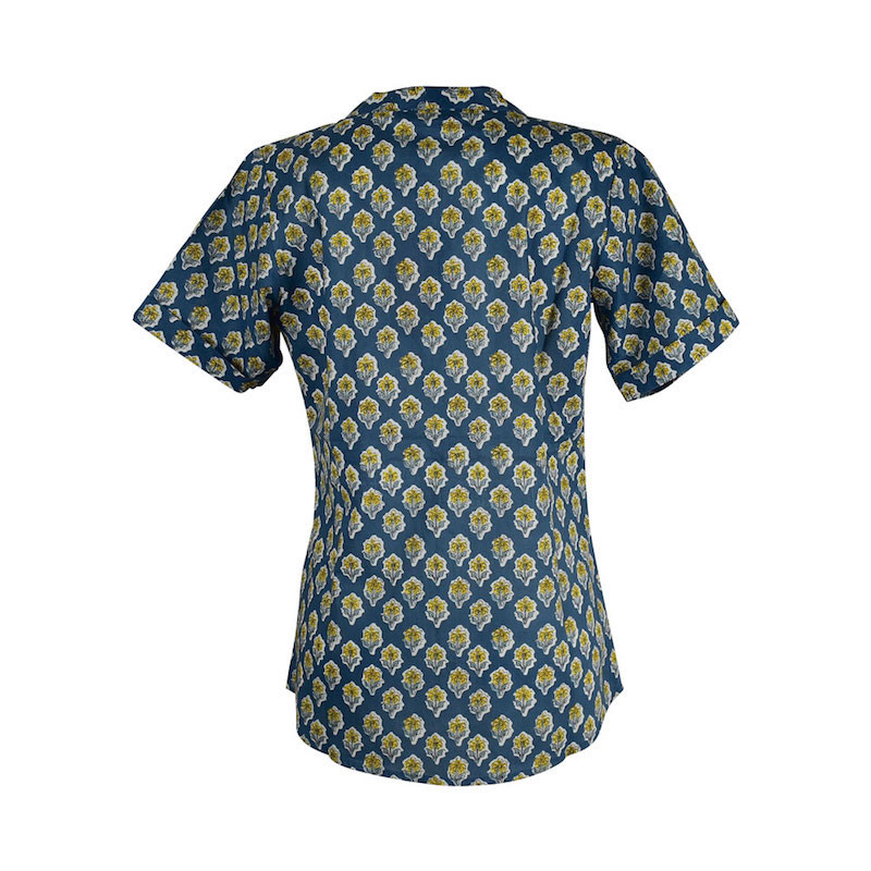Chemisier Naya Coton Bleu Imprimé Floral