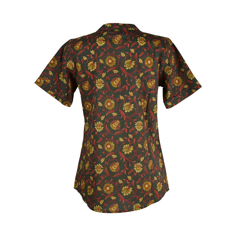 Chemisier Naya Coton Brun Imprimé Floral