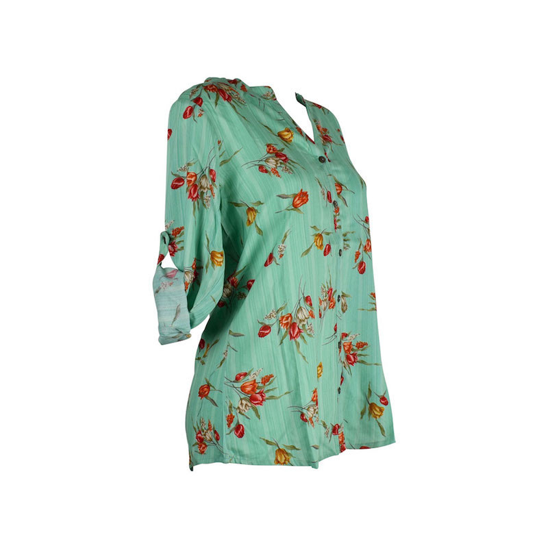 Blouse Komana fluide et Manches Longues Ton Vert