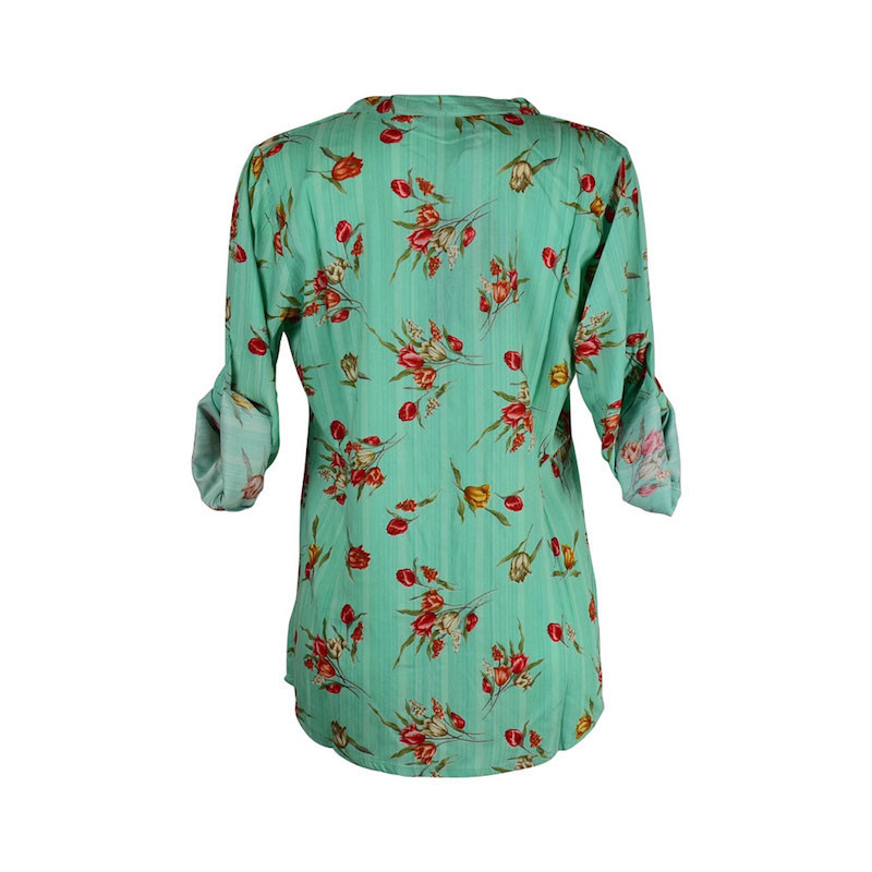 Blouse Komana fluide et Manches Longues Ton Vert