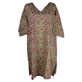 Caftan Jamari Coton Émeraude Imprimé Floral
