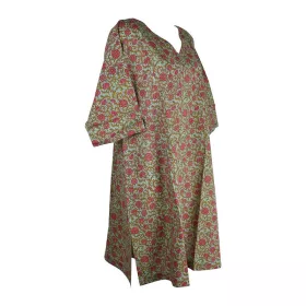 Caftan Jamari Coton Émeraude Imprimé Floral