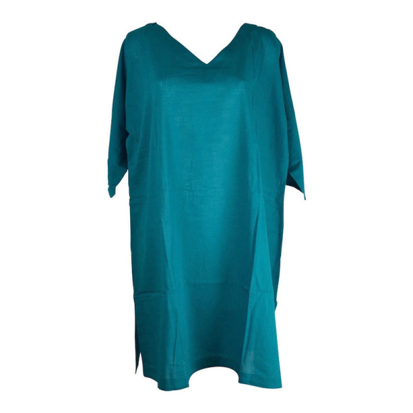 Caftan Korasi Coton Khadi Uni Bleu Pétrole