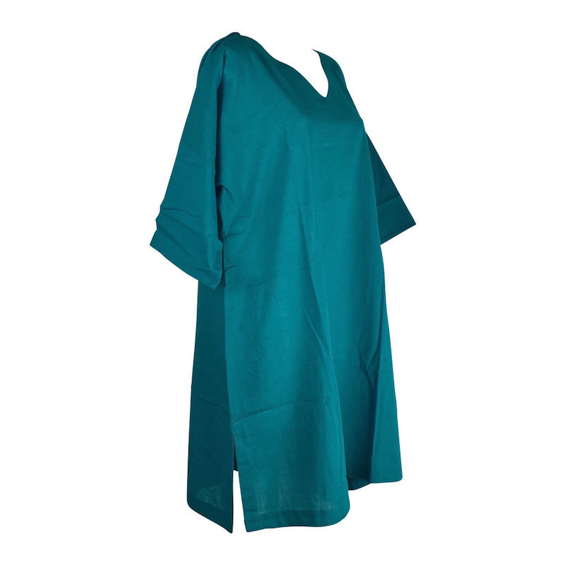 Caftan Korasi Coton Khadi Uni Bleu Pétrole