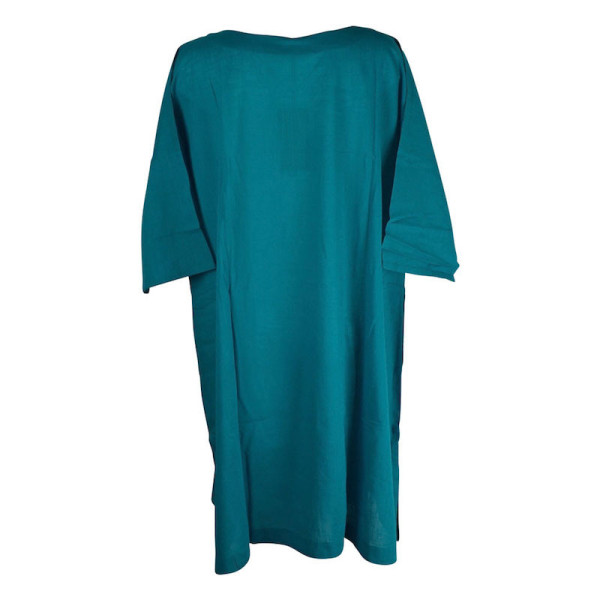 Caftan Korasi Coton Khadi Uni Bleu Pétrole