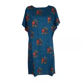 Robe Droite Nipania Fluide Imprimée Bleu Floral.