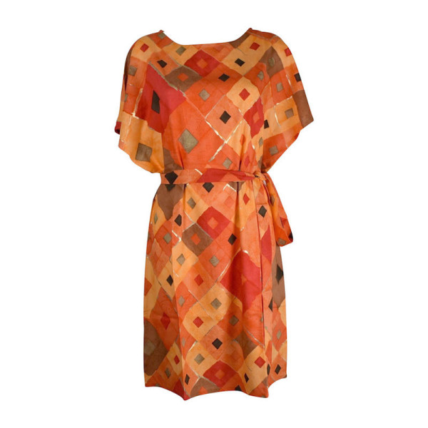 Robe Droite Nipania Fluide Imprimée Orange