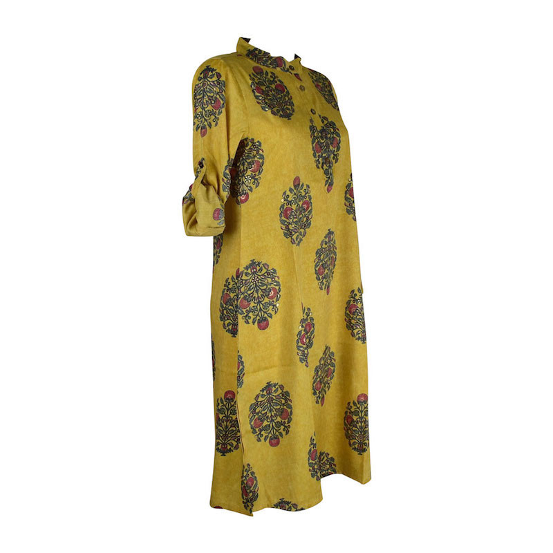 Robe Chemise Maluha Col Rond Imprimé Ethnique