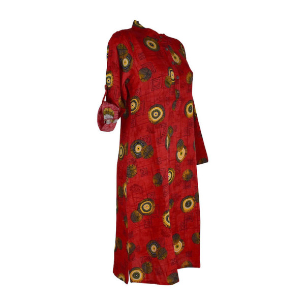 Robe Chemise Maluha Col Rond Imprimé Rouge