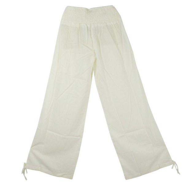 Pantalon Femme Naricha Coton Uni Blanc