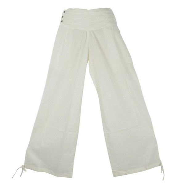 Pantalon Femme Naricha Coton Uni Blanc