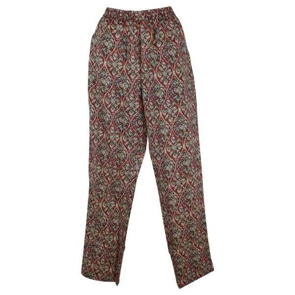 Pantalon Wani Coupe Droite Coton Imprimé Bordeaux