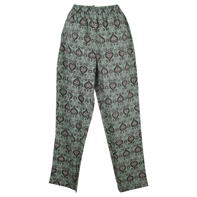 Pantalon Wani Coupe Droite Coton Imprimé Vert d'eau