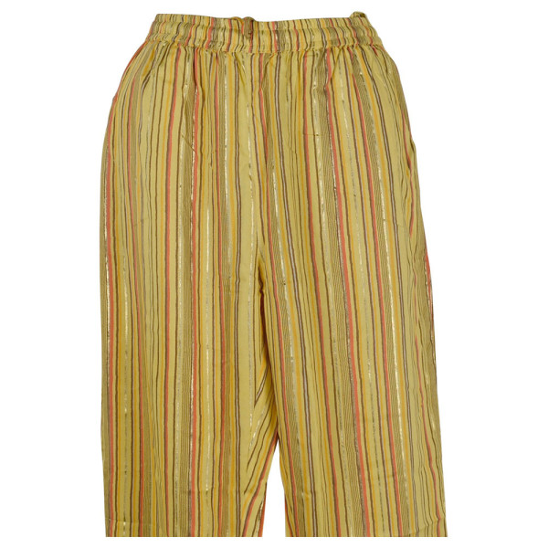 Pantalon Joda Fluide Imprimé Rayé Jaune