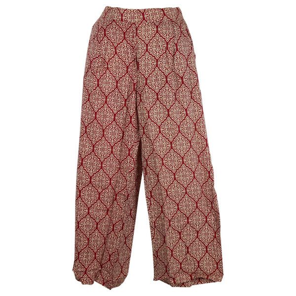 Pantalon Seoni Coupe Large Imprimé Ethnique Bordeaux