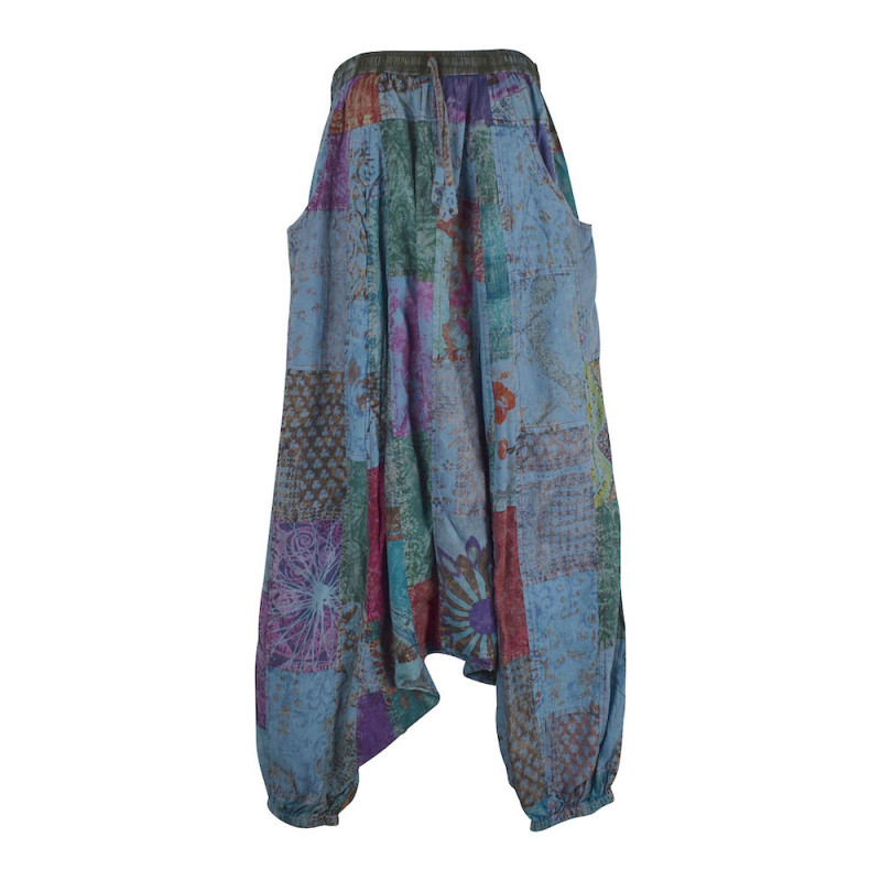 Sarouel Homme Nigohi patchworck Délavé Bleu Sarouel Homme Nigohi patchworck Délavé Bleu