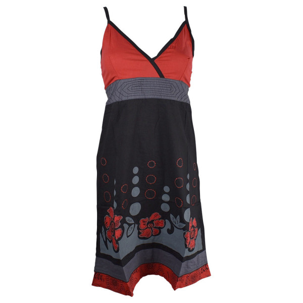 Robe à Bretelles Botha Coton Popeline Noir et Rouge