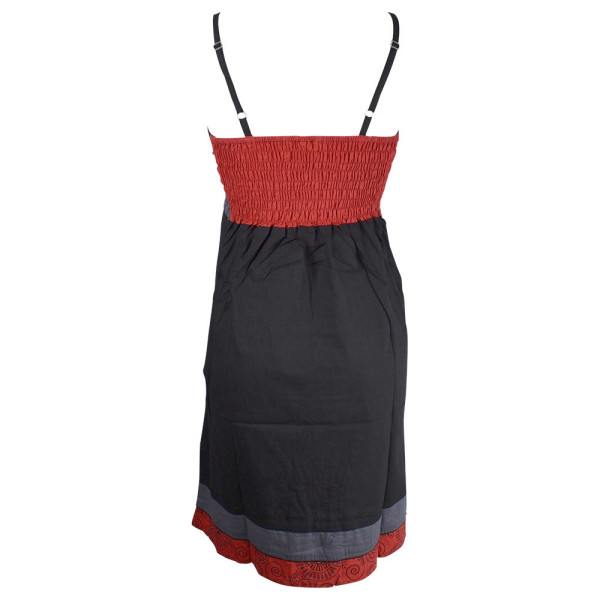 Robe à Bretelles Botha Coton Popeline Noir et Rouge