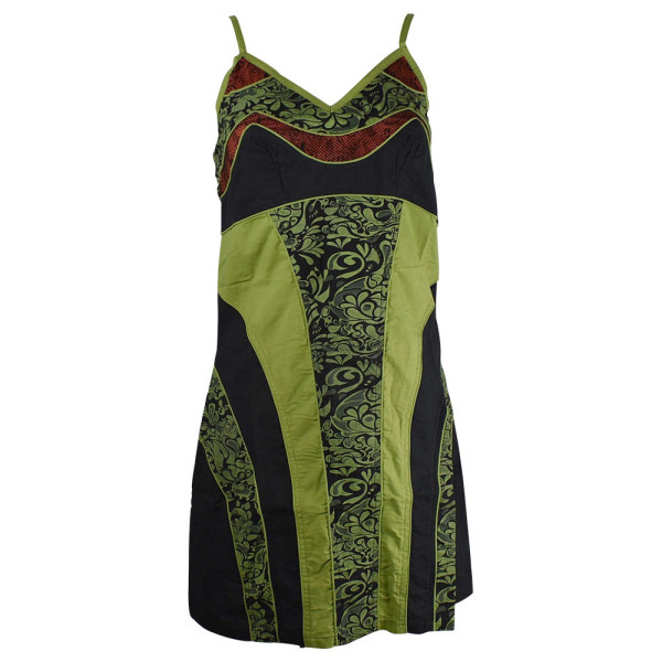 Robe Droite Teka Coton Popeline ethnique Vert