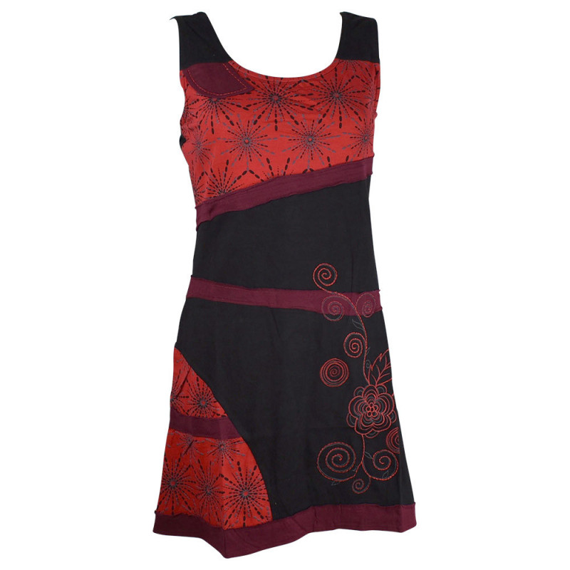 Robe Gujra Droite Jersey de Coton Rouge