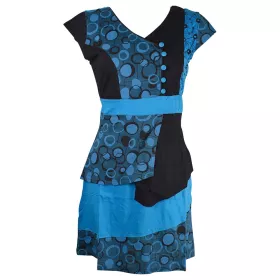 Robe Sargi Ethnique Jersey de Coton Bleu