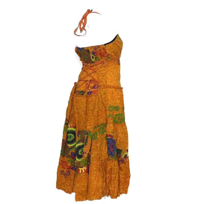 Robe Longue Coton d’été imprimé Orange