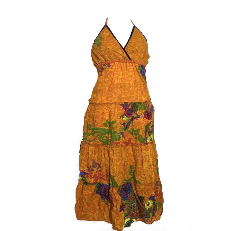 Robe Longue Coton d’été imprimé Orange