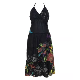 Robe Longue Coton d’été imprimé Noir