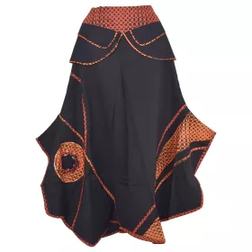 Jupe Culotte Ethnique Balpar Coton Noir et Rouge