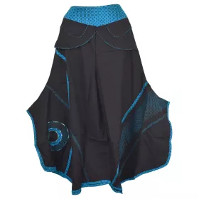 Jupe Culotte Ethnique Balpar Coton Noir et Bleu
