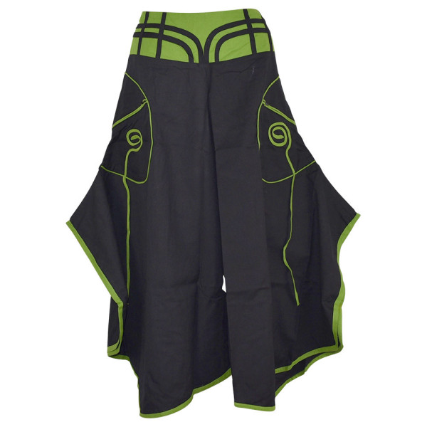 Jupe Culotte Uska Poche Spirale Coton Noir et Vert