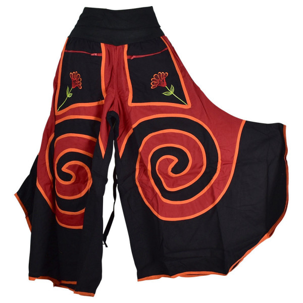 Jupe Culotte Juhafar Grandes Spirales Ton Noir et Rouge