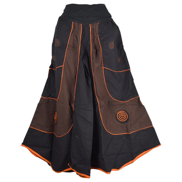 Jupe Culotte Mudali Ceinture Lycra coton Noir et Choco
