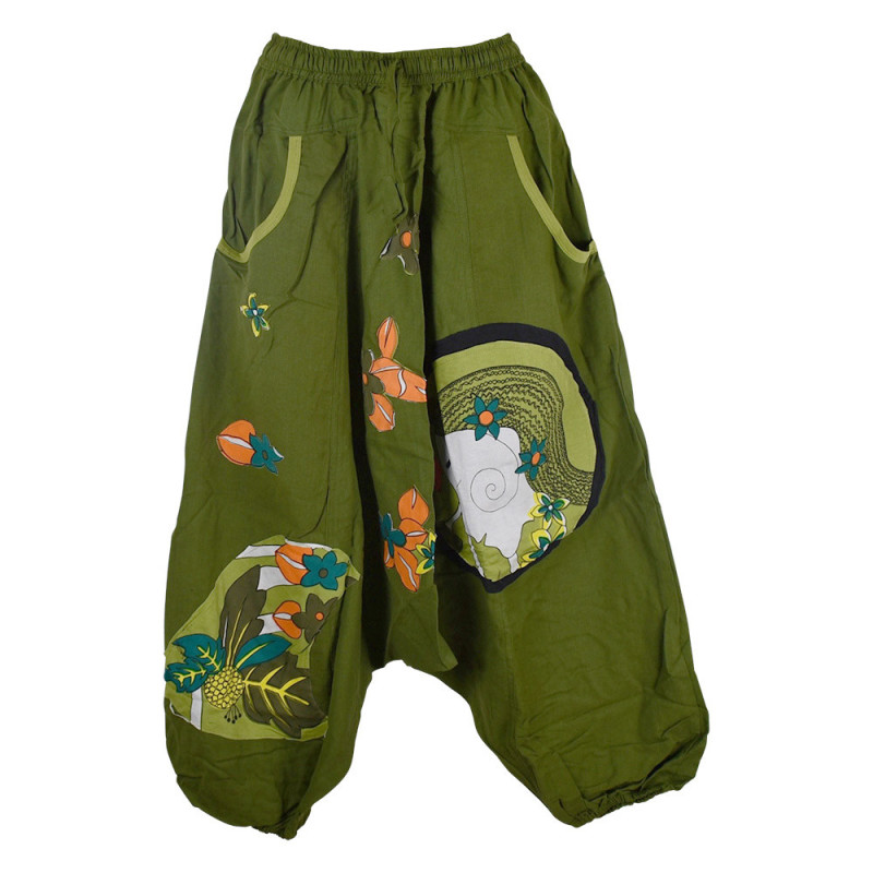 Sarouel Ethnique Barath Coton Artisanal Kaki Sarouel Ethnique Barath Coton Artisanal Kaki