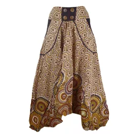 Sarouel Daulha Ample Coton Fin Imprimé Marron