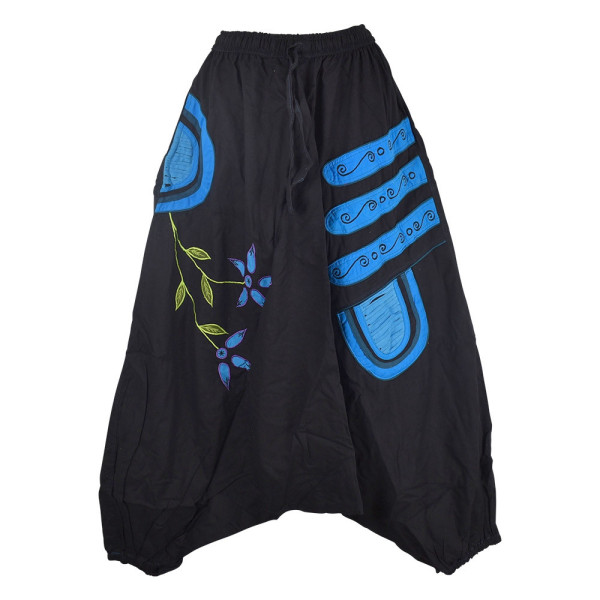 Sarouel Ethnique Kol Rajasthani Noir et Turquoise