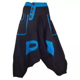 Sarouel Femme Mudi Noir et Turquoise