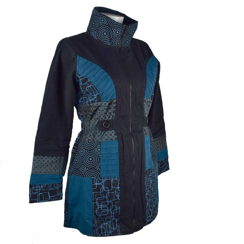 Manteau Dakara Col Impérial Imprimé Pétrole