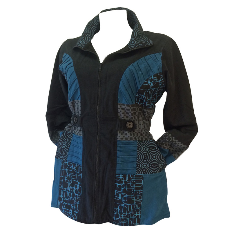 Manteau Dakara Col Impérial Imprimé Pétrole