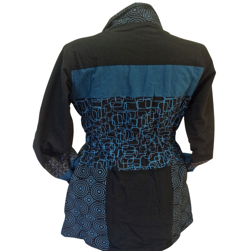 Manteau Dakara Col Impérial Imprimé Pétrole