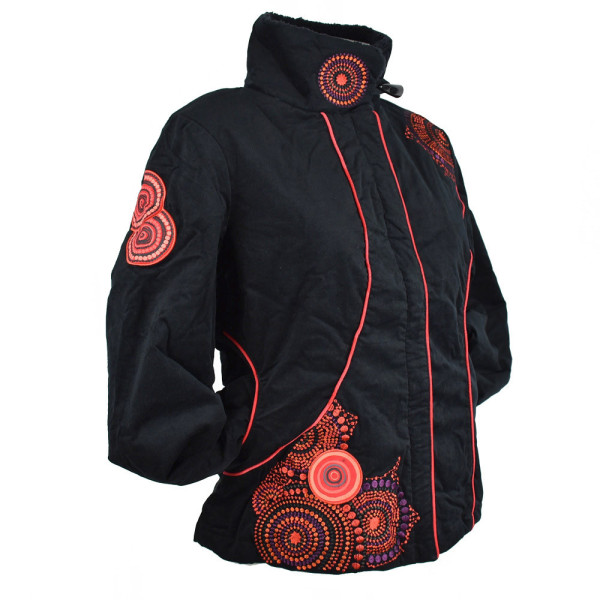 Veste Velours Ghati Noir Doublure Fourrure Polaire