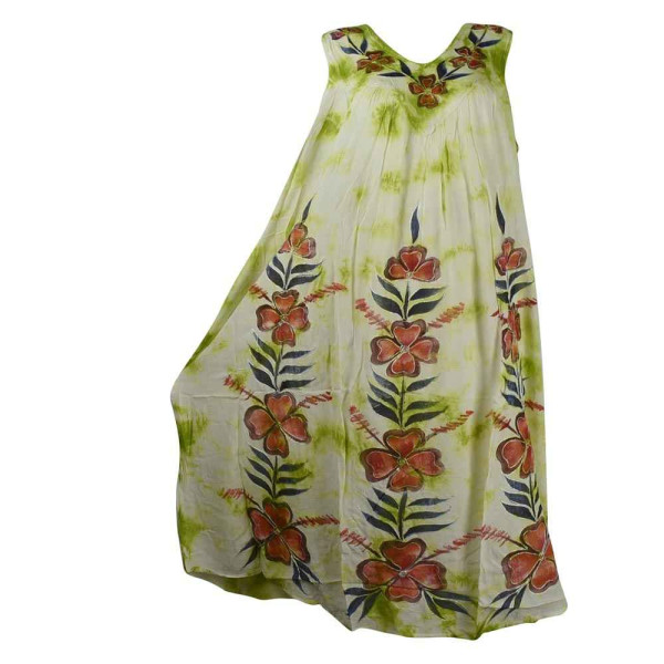 Robe Dewana Esprit Floral Peint Moucheté Anis