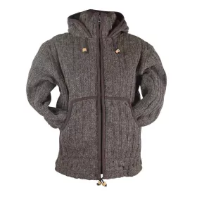 Veste Chura Laine Tricot Artisanal Brun Naturel