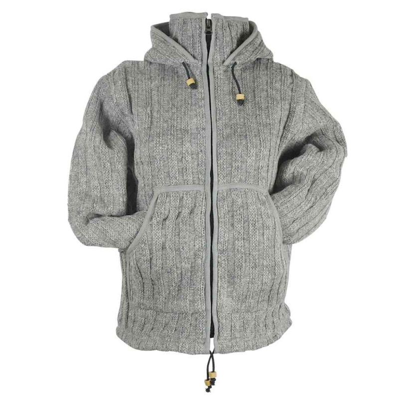Veste Saya Laine Gris Capuche Amovible Veste Saya Laine Gris Capuche Amovible