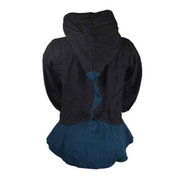 Veste Ethnique Capuche Lutin Noir et Bleu