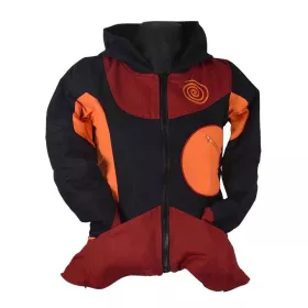 Veste Ethnique Capuche Lutin Noir et Rouge